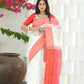 Beatitude White Slub Cotton Floral Jamdani Saree