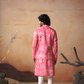 Botanical Architecture Traditional Printed Silk Nehru Jacket Set by Hilo Design