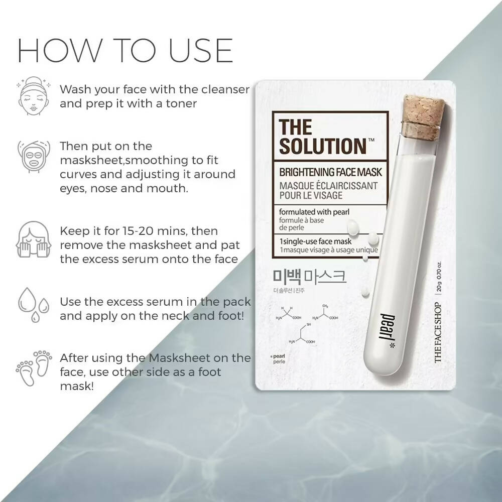 The Face Shop The Solution Brightening Pearl Face Mask - Korean Skincare | Swadesiicart