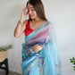 Vamsee Nilam Sky Organza Saree - Swadesiicart