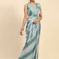 Sea Green Polyester Solid Ready to Wear Saree with stitched Blouse - Aayan | Swadesiicart
