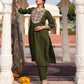 Jyoti Fashion Women's Mehendi Cotton Silk Hand Work with Floral Printed Kurta Set | Swadesiicart