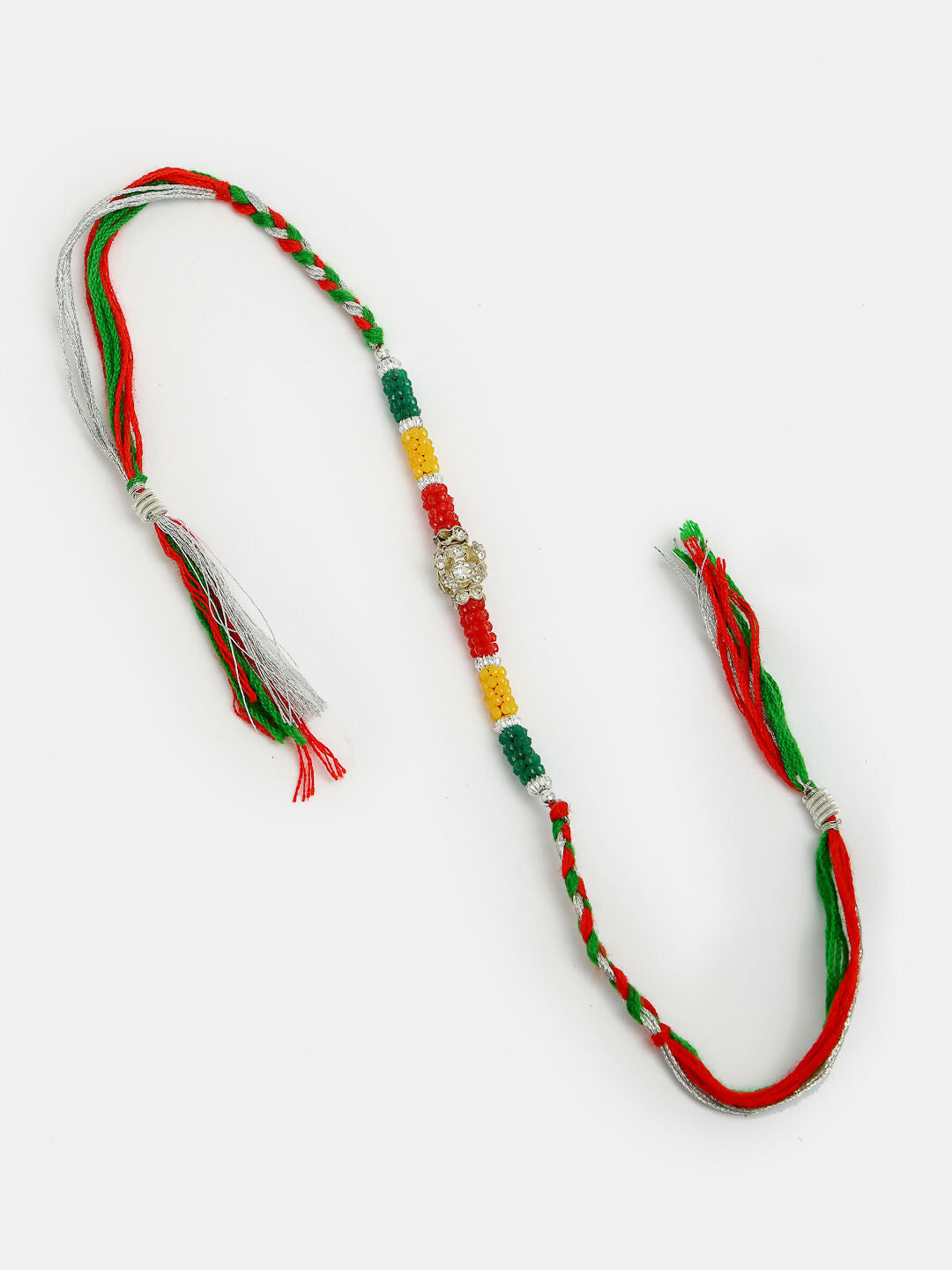 NVR Women & Men Set of 4 Multicolor Artificial stone and beads Rakhi With Roli Chawal | Swadesiicart