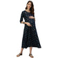 Anubhutee Women's Rayon Knee-Length Ethnic Motifs Maternity A-Line Navy Blue Midi Dress | Swadesiicart