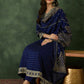 The52 Blue Women's Gorgeous Embroidered Work Vichitra Silk Fabric Flared Kurta Pant and Dupatta Set - Swadesiicart