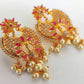 AD Ruby Designer Hanging Pearls Earrings | Swadesiicart