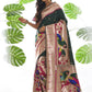 Vishnu Weaves Women's Bottle Green Paithani Silk Zari Woven Saree with Unstitched Blouse - Swadesiicart