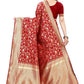 Vamika Banarasi Jacquard Weaving Red Saree (PARINITI RED) | Swadesiicart