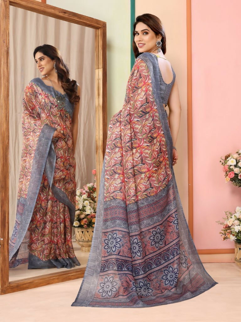 Partywear Designer Grey Kota Doriya Fancy Saree - Dyuti | Swadesiicart