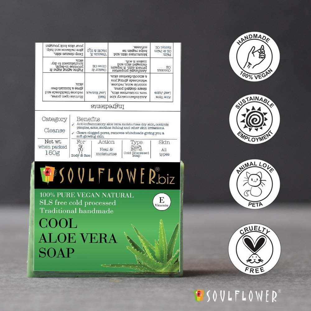 Soulflower Cool Aloe Vera Handmade Soap - Swadesiicart