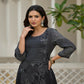 Juniper Women's Black Abstract Printed Kurta With Sequins - Swadesiicart