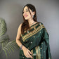 Joban Fashion Dark Green Banarasi Soft Silk Woven Saree | Swadesiicart