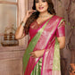 Anaita Light Green Tissue Silk With Zari Weaving Saree With Blouse