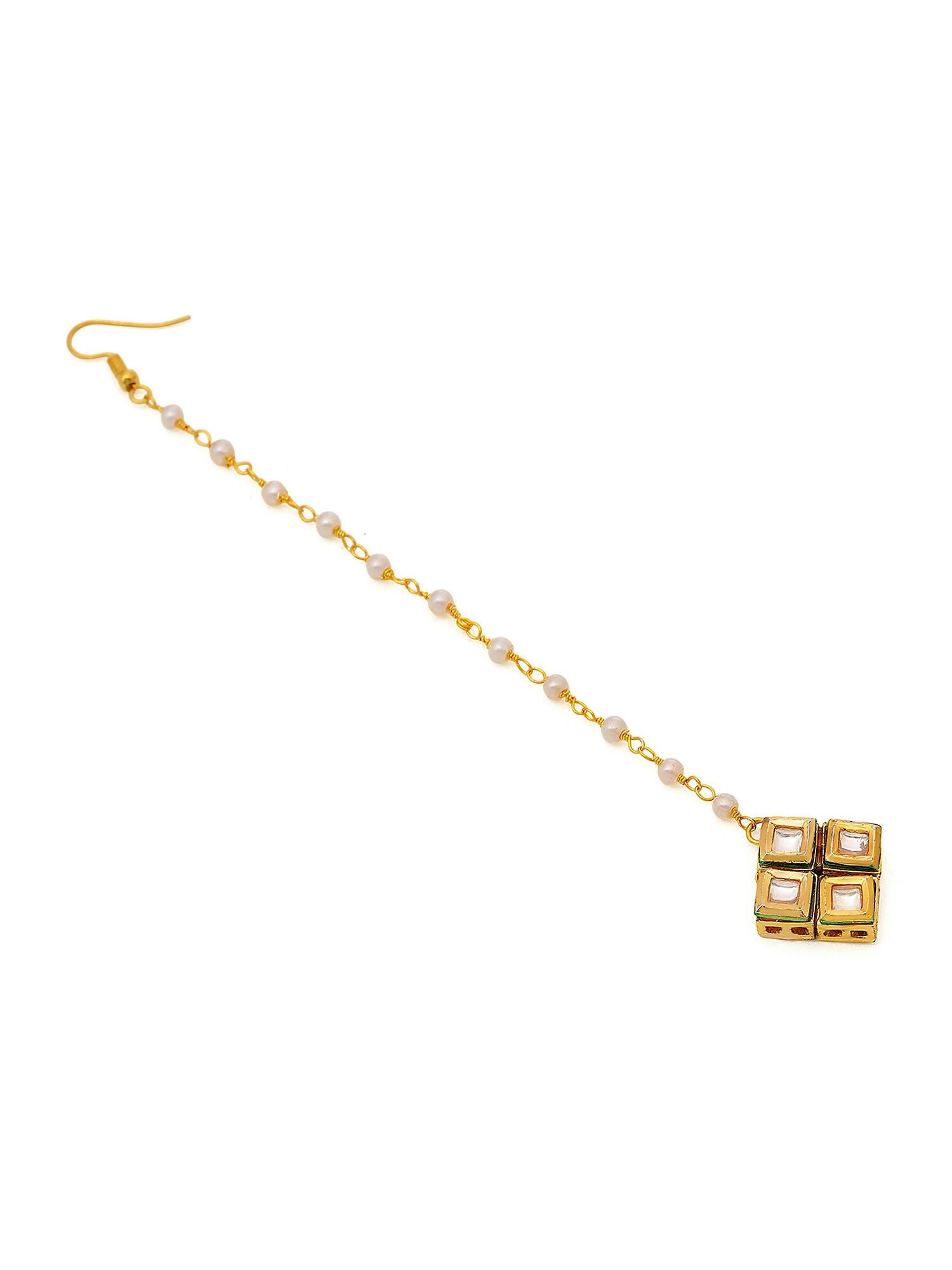 Ruby Raang Gold Square Kundan Maang Tikka | Swadesiicart
