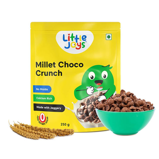 Little Joys Millet Choco Crunch Breakfast Cereal for Kids Made with Ragi, Jowar, Foxtail & Red Rice - Swadesiicart