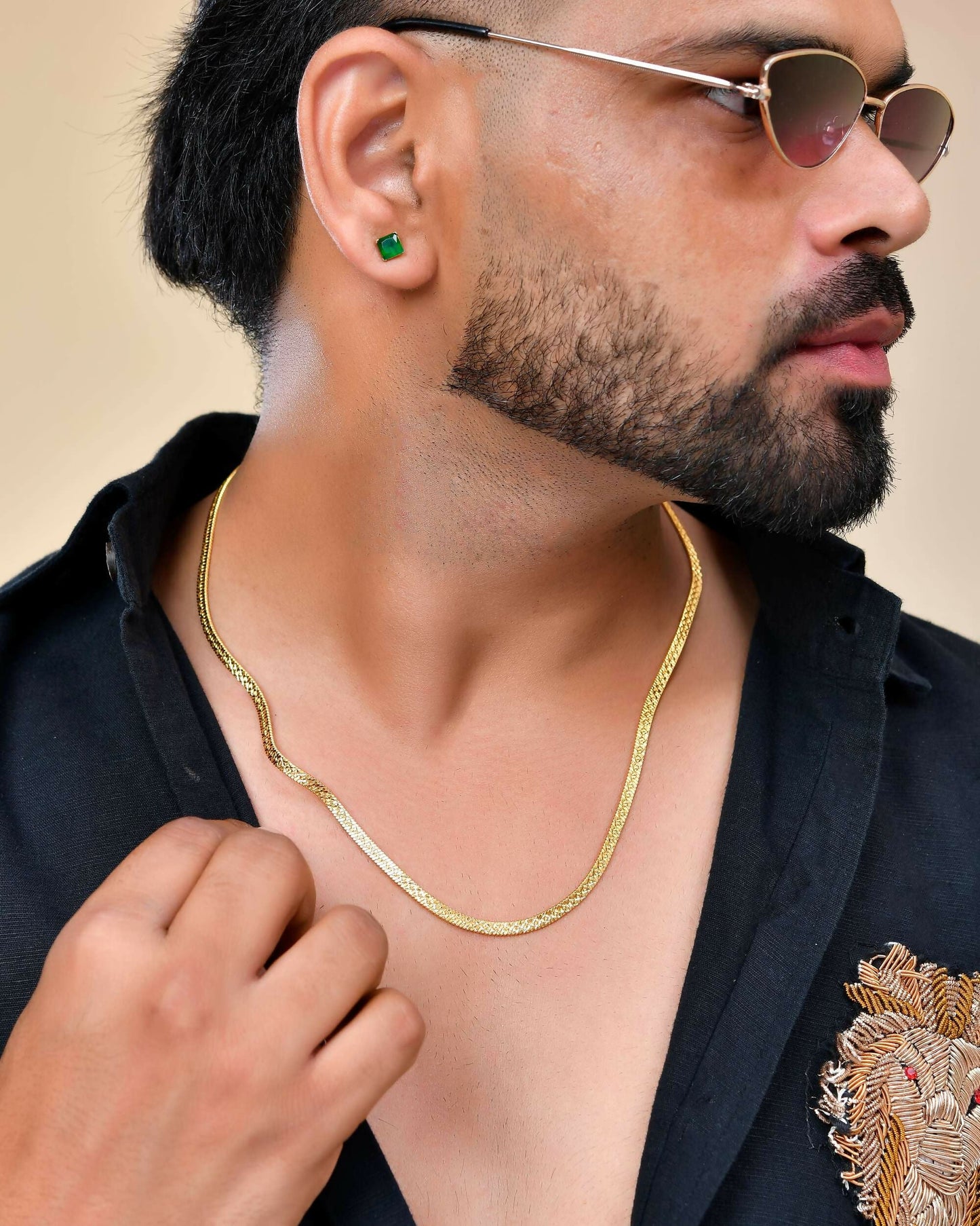 VOJ Men's Gold-Polished Thick Snake Chain | Swadesiicart