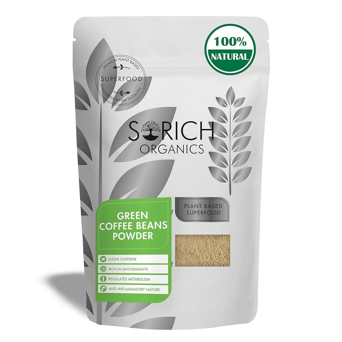 Sorich Organics 100% Pure & Natural Green Coffee Beans Powder | Swadesiicart