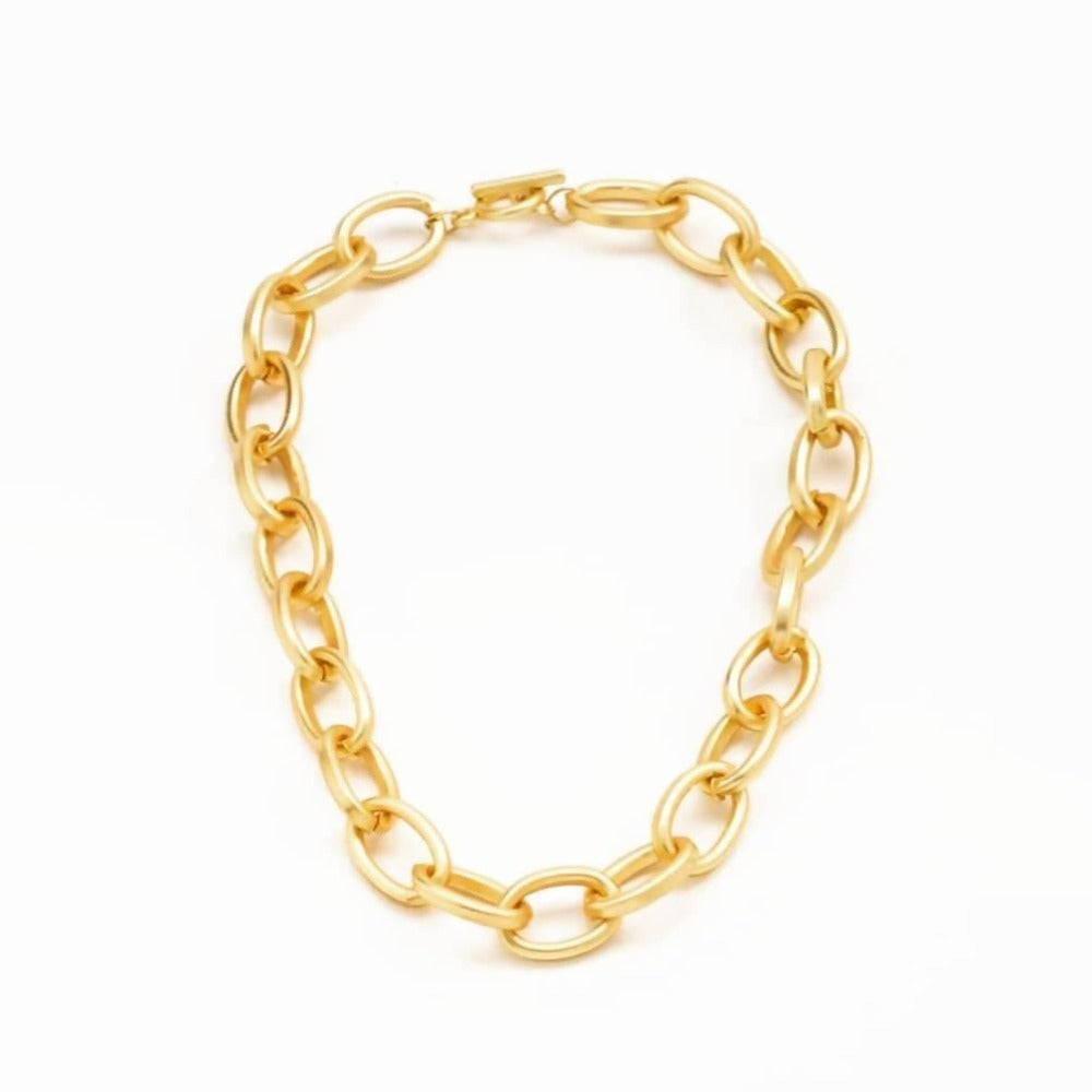 Bling Accessories Matt Gold Metal Chain Necklace | Swadesiicart