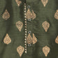Ahalyaa Green Poly Silk Gold Print Kids Kurta Churidar Set For Boys | Swadesiicart