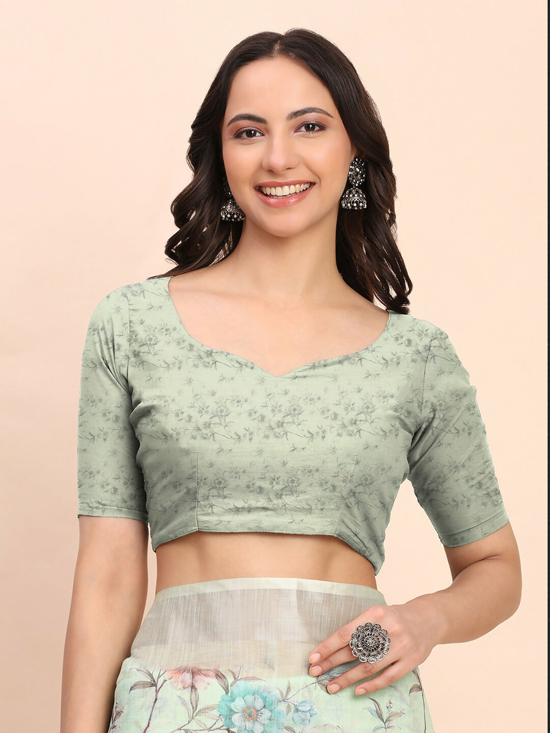 Shree Shyam Fashion Linen Cotton Light Green Saree