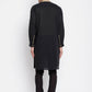 Even Apparels Black Pure Cotton Men's Kurta With Contrast Collar And Placket | Swadesiicart