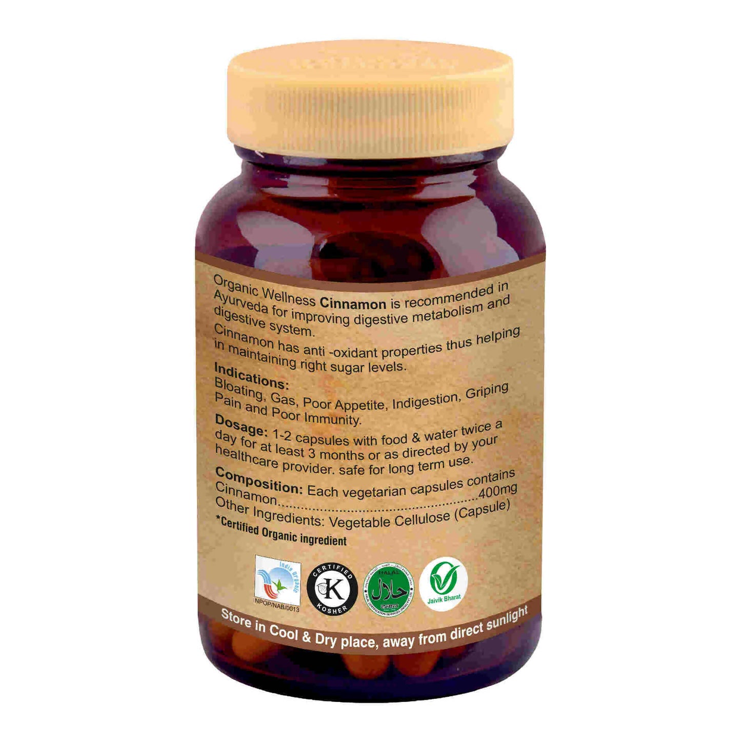 Organic Wellness Cinnamon Vegetarian Capsules - Swadesiicart