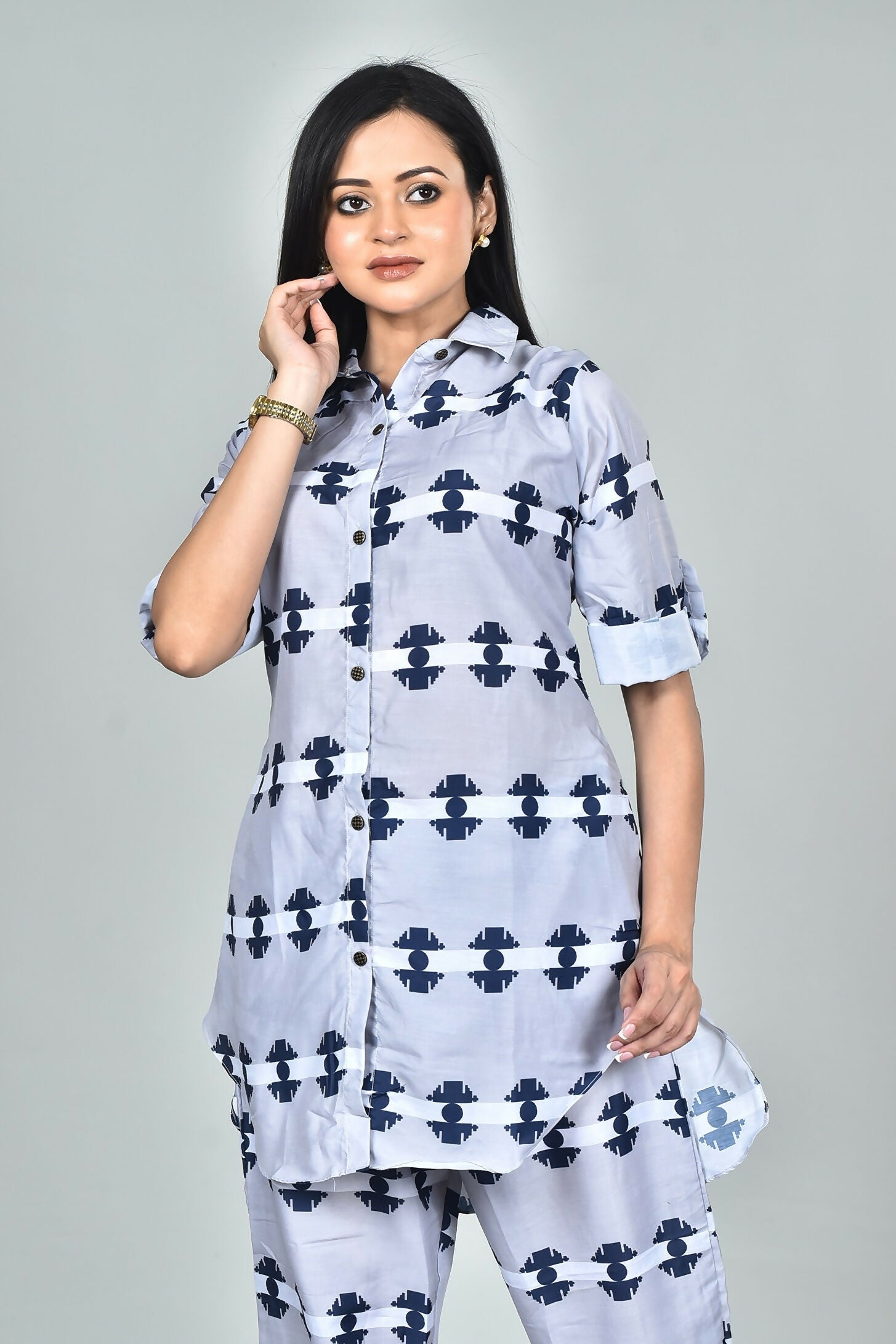 Morchari Digital Print Semi Muslin Co-Ord Set Top & Trouser-Multicolor - Swadesiicart