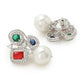 Multi Stone Earrings with Pearls- Ruby Raang | Swadesiicart