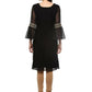 Ahalyaa Women's Black Georgette Glitter Print Kurta | Swadesiicart