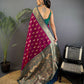 Joban Fashion Banarasi Wine Woven Butti Soft Silk Saree | Swadesiicart