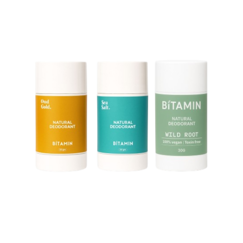 Bitamin Natural Deodorant Wild Root, Oud Gold, Seasalt Roll On