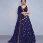 Jyoti Fashion Beautiful Navy Blue Embroidered with Mirror work Art Silk Party Wear Lehenga Choli with Dupatta | Swadesiicart