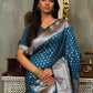 Astita Banarasi Silk Blue Saree | Swadesiicart