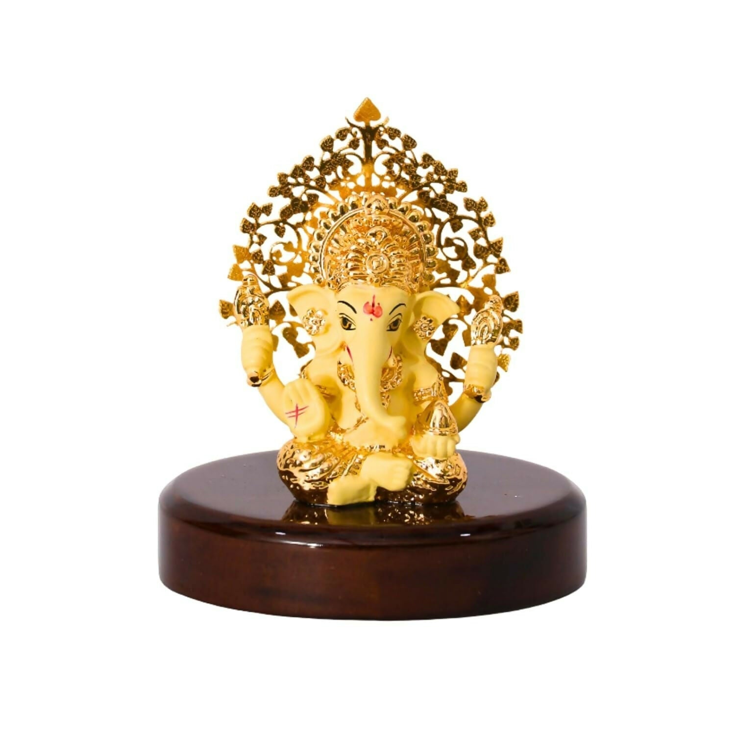 House Of Wemy Gold-Polished Lord Kalpavrikshya Tree Ganesha Idol - Swadesiicart
