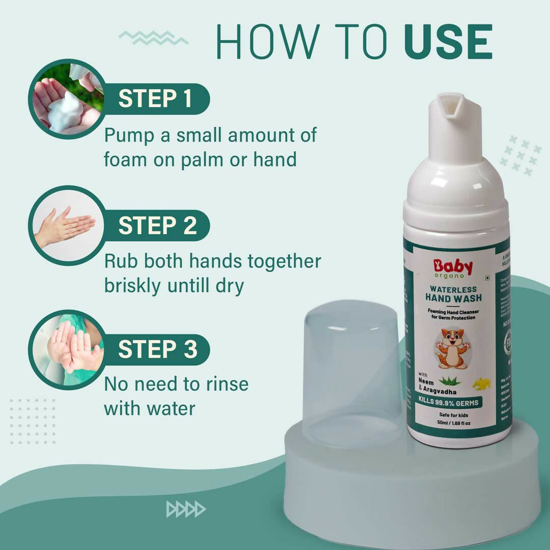 Babyorgano Non Alcoholic Foam Based Waterless Hand Wash for Kids - Swadesiicart