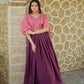 Jyoti Fashion Women's Wine Printed with Sequins Chinon Anarkali Dress | Swadesiicart
