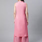 Ahalyaa Women Light Pink Colour Pure Cotton Printed Kurta Palazzo Set | Swadesiicart