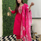 The52 Rani Women's Beautiful Viscose Chanderi Fabric Embroidered Work Straight Kurta Pant and Dupatta Set - Swadesiicart