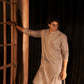 Grey Viscose Chikankari Embroidery Work Men's Kurta Set - Mahotsav | Swadesiicart