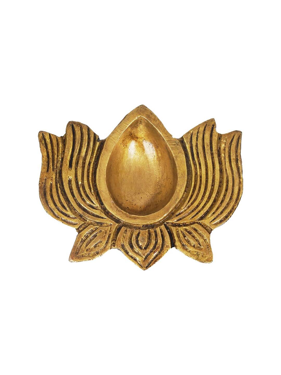 eCraftIndia Gold Toned Lotus Shaped Traditional Brass Diya | Swadesiicart