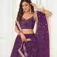 Aastha Fashion Wine Butterfly Net Tone To Tone Thread Work, Sequence Work And Original Mirror Work Embroidery Wedding Wear Lehenga Choli