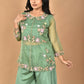 Morchari Women And Hand Embroidery Palazzo Set-Green - Swadesiicart