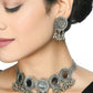 Mominos Fashion Johar Kamal Silver-Plated Brass Finish Mirror Work Women Choker | Swadesiicart