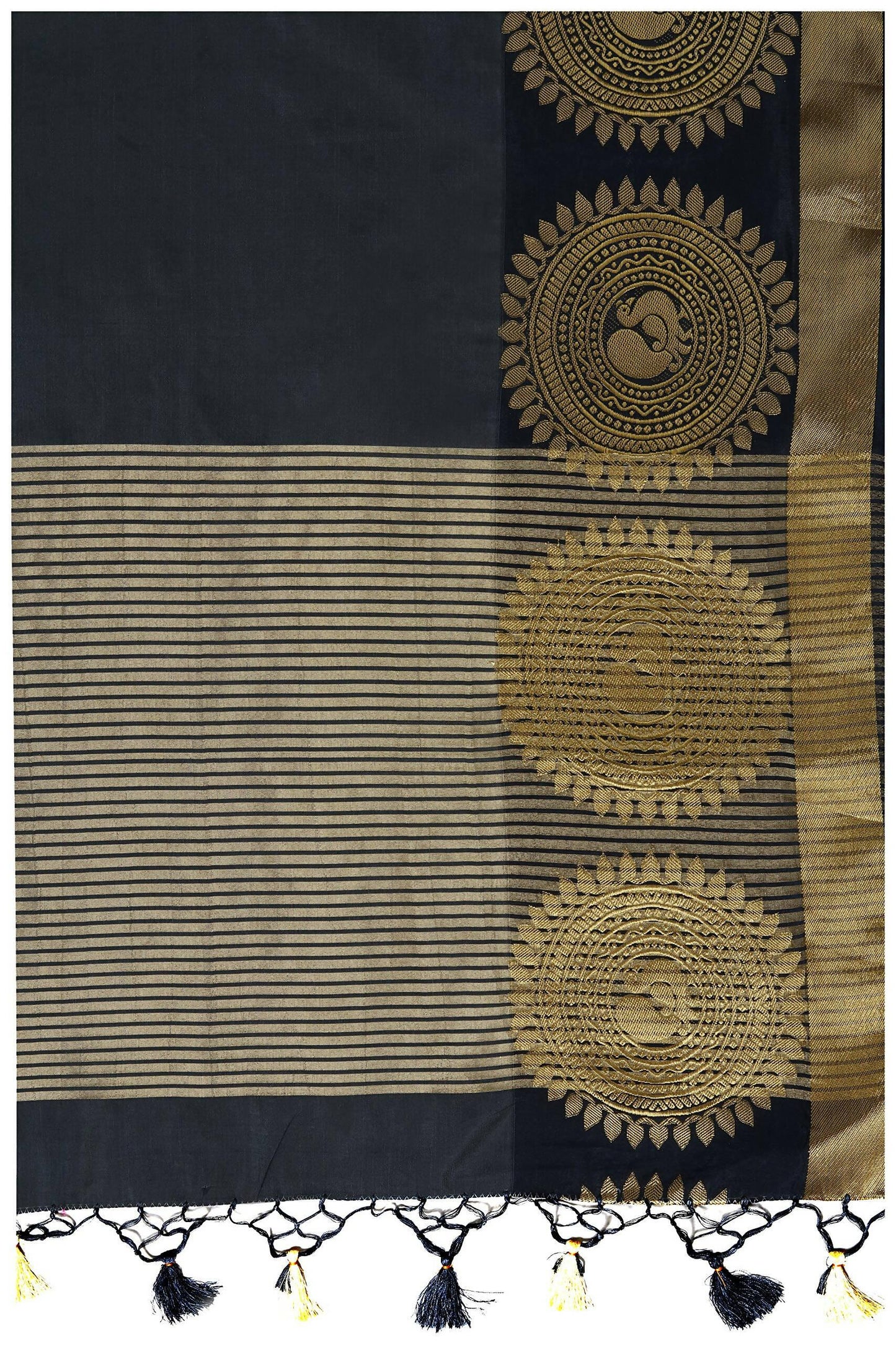 Mimosa Women's Banarasi Tussar Silk Black Saree | Swadesiicart