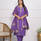 Purple Viscose Silk Embroidery with Thread and sequence Stitched Suit With Dupatta - Tanisha | Swadesiicart