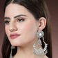 NVR Women's Silver-Plated Mirror Work Oxidised Chandbali Earrings | Swadesiicart