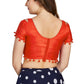 Aastha Fashion Women's Orange Art Silk Pom Pom Lace Readymade Blouse