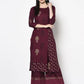 Aniyah Rayon Wine Color Block Print Straight Kurta Palazzo Set (AN-174K)