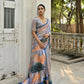 Vishnu Weaves Women's Blue Cotton Silk Saree with Blouse - Swadesiicart
