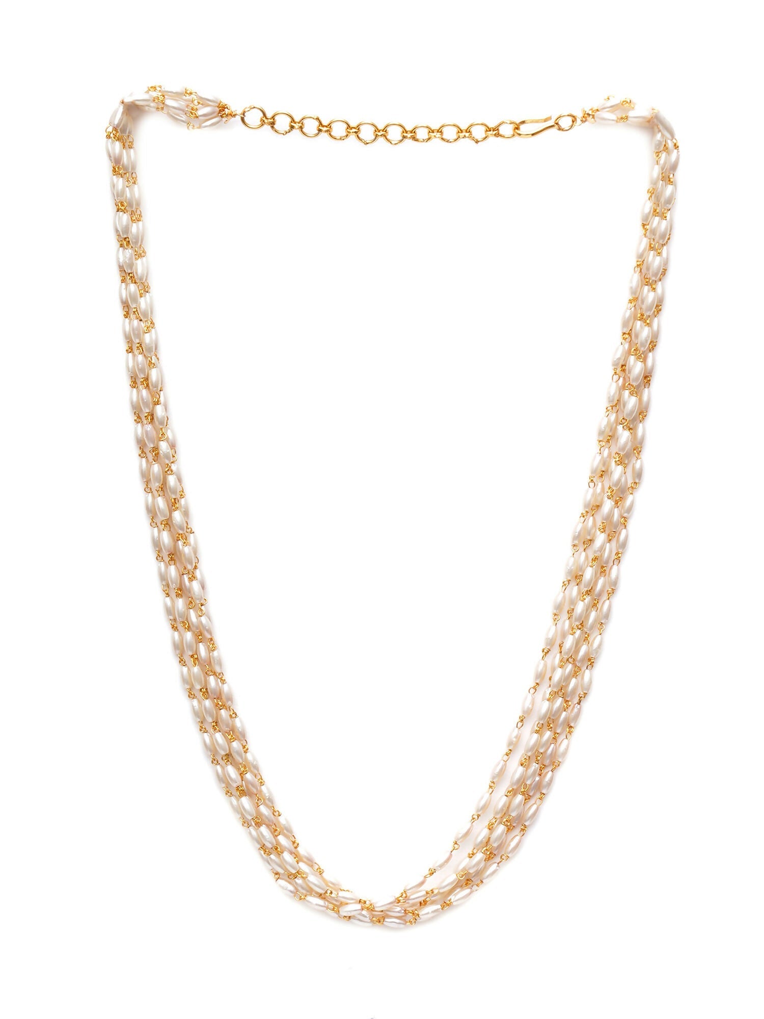 Layered Pearl Neckpiece (Gold) - Ruby Raang | Swadesiicart